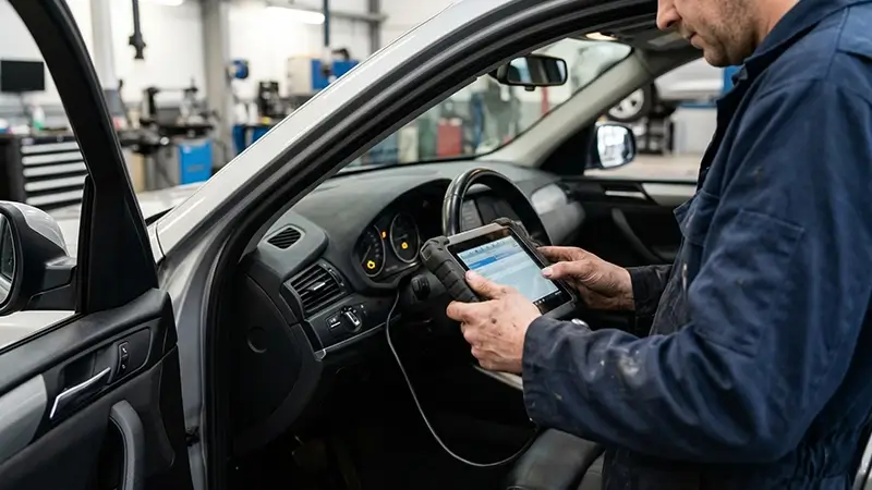 Serviste OBD-II cihazı ile AdBlue arıza kodu okunan dizel araç