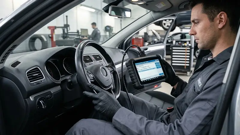 Bilgisayarlı arıza tespit cihazı ile SRS modülü ve airbag hata kodu okuma