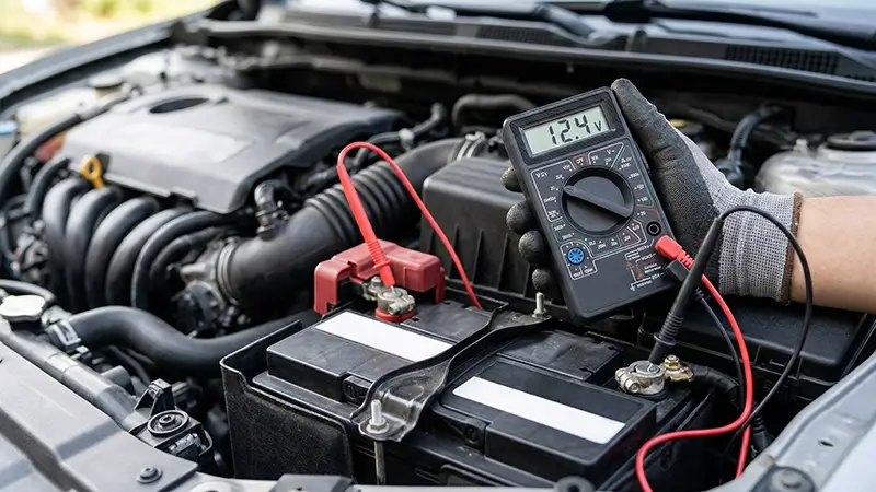 Multimetre ile araç aküsü voltaj ölçümü ve 12.4V altı şarj ihtiyacı