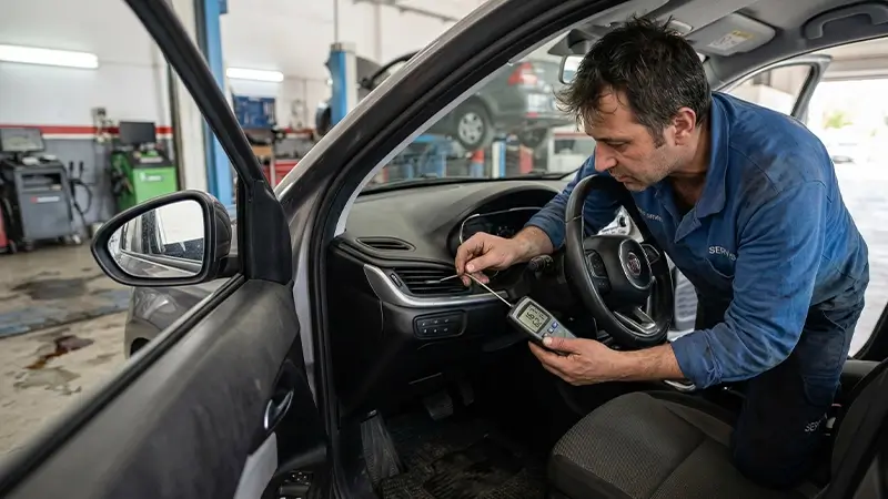 Araç klimasında düşük soğutma için çıkış sıcaklığı testi