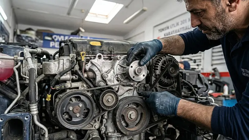 devirdaim pompasında rulman sesi ve kasnak boşluğu kontrolü