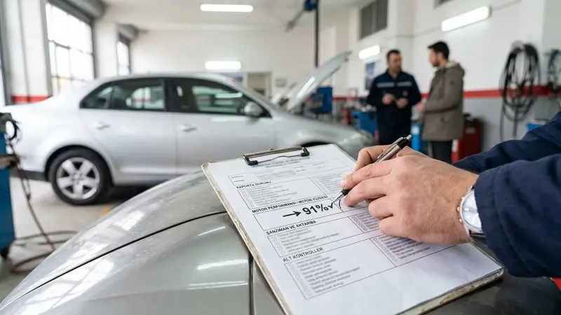Ekspertiz raporunda motor yüzdesi sonucu ve satın alma kararını etkileyen rapor detayları