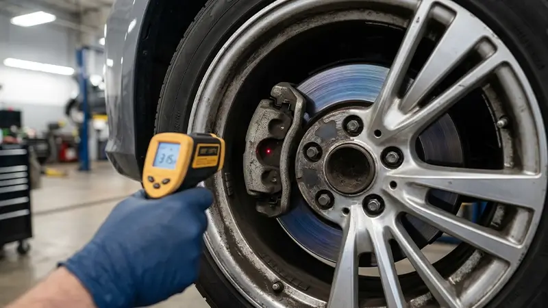 Kısa sürüş sonrası jant sıcaklığı farkıyla kaliper sıkışması kontrolü