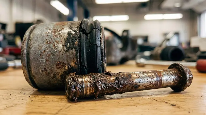 Kaliper pistonu ve kızak pimi üzerinde sıkışma oluşturan pas ve kir
