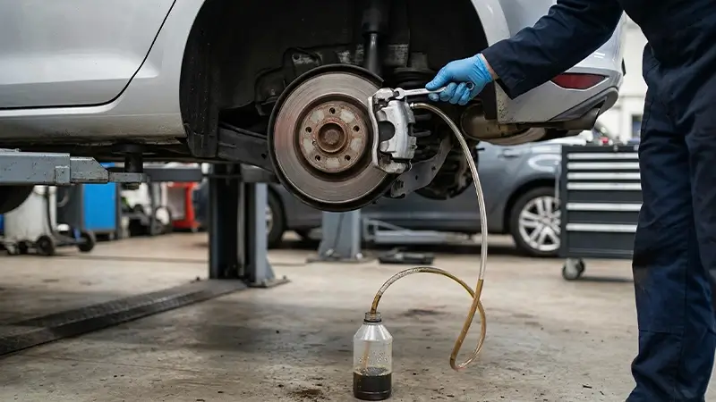 Fren sisteminde hava alma işlemi sırasında tekerlek hattı kontrolü