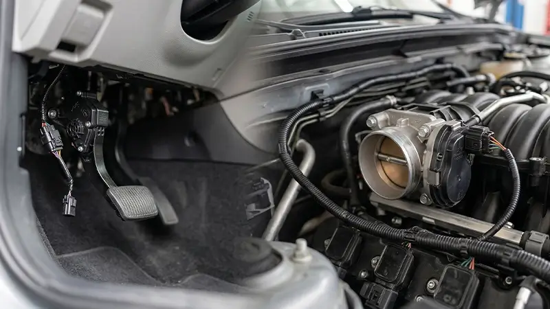 Gaz kelebeği gövdesi, konum sensörü ve pedal sensörü ilişkisi