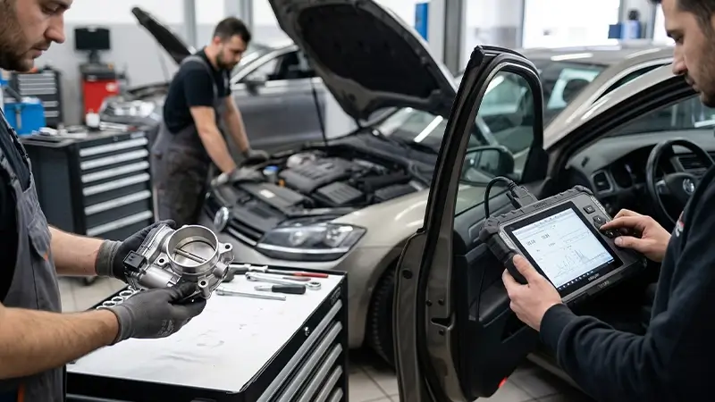 Temizlenmiş gaz kelebeği gövdesi ile adaptasyon işlemi arasındaki farkı