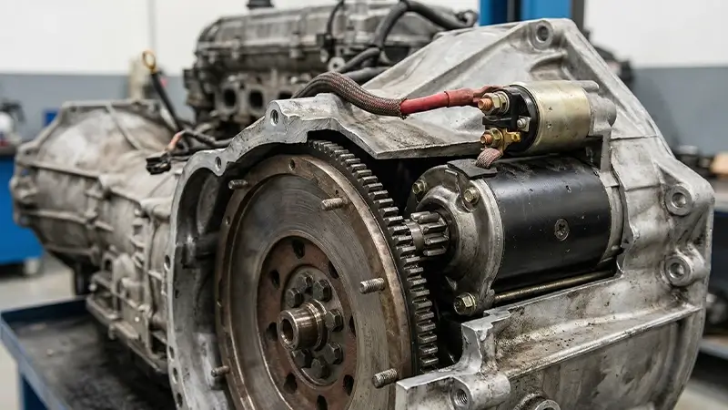 Marş dinamosu ile volan dişlisi arasındaki çalışma düzeni