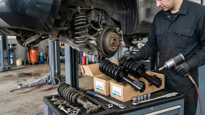 Patlak amortisör değişimi öncesi aynı aks üzerinde servis kontrolü