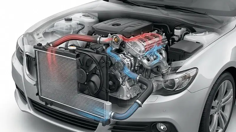 Soğutma sıvısının motor ve radyatör arasında dolaşım şeması