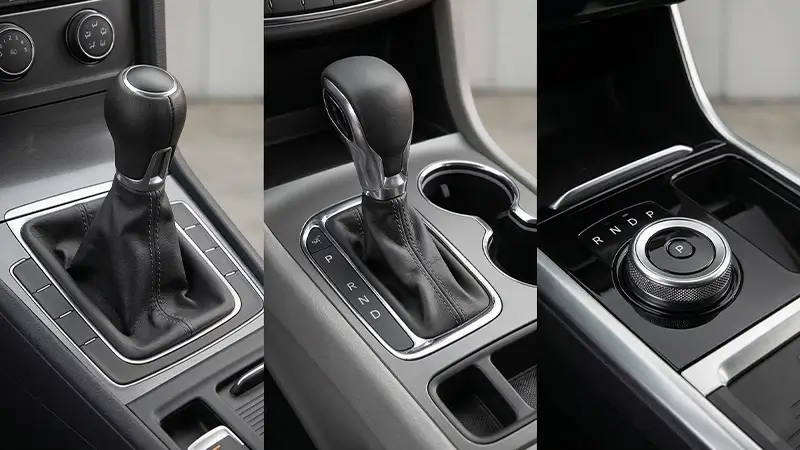 Manuel, otomatik ve farklı şanzıman türlerini temsil eden vites seçiciler