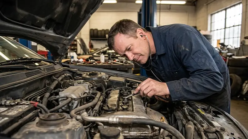 Subap ayarı bozuk motorda üst kapaktan gelen tıkırtı kontrolü