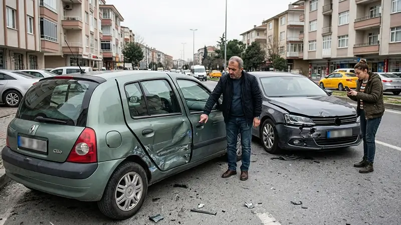 Karşı araç hasarı ile kendi araç hasarı farkını anlatan trafik sigortası senaryosu