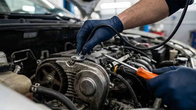 Triger kayışı belirtilerini değerlendirme ve motor sesi kontrolü