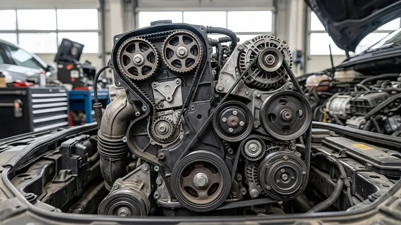 V kayışı ile triger kayışının motordaki farklı konumları ve görevleri