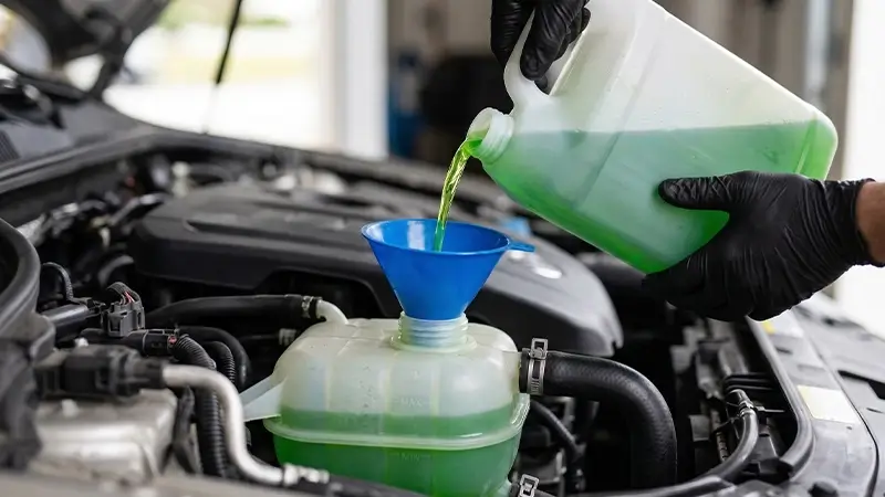 Yeşil renkli antifriz (motor soğutma sıvısı) örneği